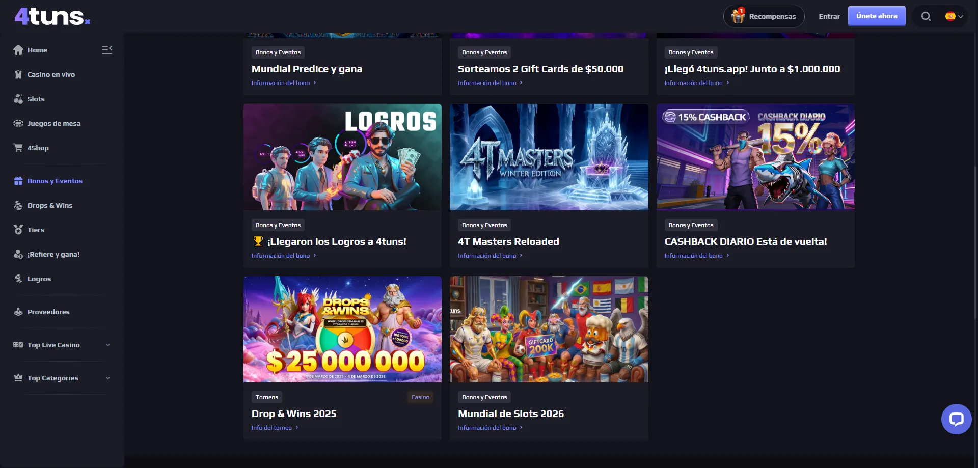 Bono de bienvenida 4tuns Casino Chile – hasta $2,000 USD más giros gratis